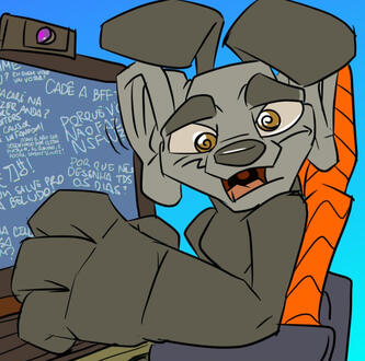 Zicky Zeera, author's character, doing a livestream with a PewDiePie's gaming chair (we barely got a normal chair, how much one of these)